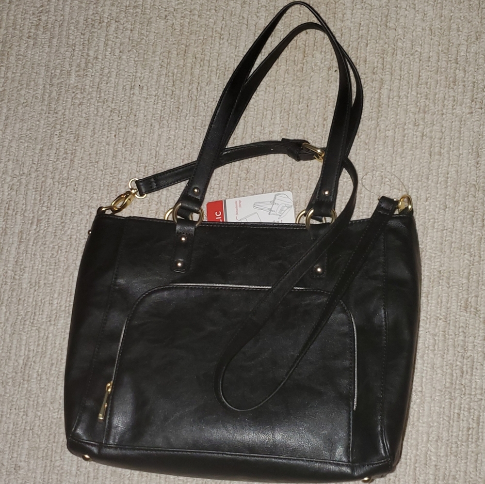 relic by fossil black faux leather tote bag - Picture 2 of 7
